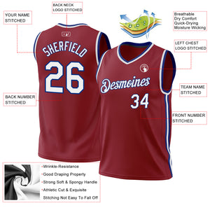 Custom Maroon White-Royal Authentic Throwback Basketball Jersey