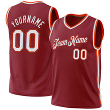 Load image into Gallery viewer, Custom Maroon White-Orange Authentic Throwback Basketball Jersey
