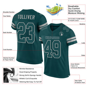 Custom Midnight Green Midnight Green-Gray Mesh Authentic Football Jersey