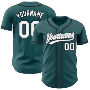 Custom Midnight Green White Gray-Black Authentic Baseball Jersey