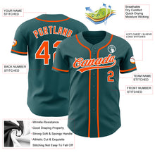 Load image into Gallery viewer, Custom Midnight Green Orange-White Authentic Baseball Jersey
