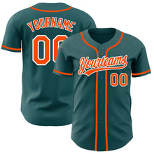 Load image into Gallery viewer, Custom Midnight Green Orange-White Authentic Baseball Jersey
