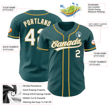 Load image into Gallery viewer, Custom Midnight Green White-Old Gold Authentic Baseball Jersey
