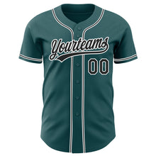 Load image into Gallery viewer, Custom Midnight Green Black-White Authentic Baseball Jersey
