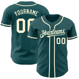 Custom Midnight Green Cream Authentic Baseball Jersey