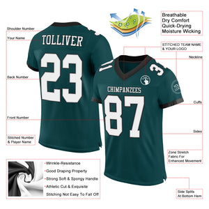 Custom Midnight Green White Gray-Black Mesh Authentic Football Jersey