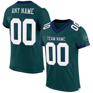 Custom Midnight Green White Gray-Navy Mesh Authentic Football Jersey