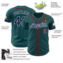 Load image into Gallery viewer, Custom Midnight Green Navy-Red Authentic Baseball Jersey
