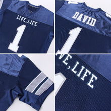 Load image into Gallery viewer, Custom Navy White-Light Gray Mesh Authentic Football Jersey
