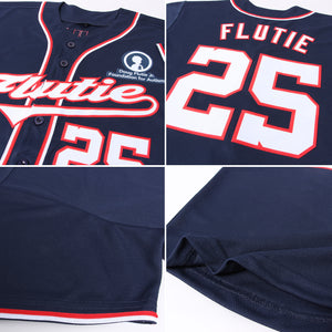 Custom Navy White-Red Authentic Baseball Jersey