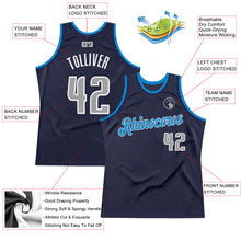 Load image into Gallery viewer, Custom Navy Gray-Blue Authentic Throwback Basketball Jersey
