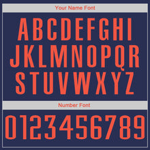 Load image into Gallery viewer, Custom Navy Orange-Blue Authentic Throwback Basketball Jersey
