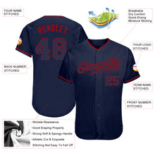 Load image into Gallery viewer, Custom Navy Navy-Red Authentic Baseball Jersey
