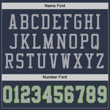 Load image into Gallery viewer, Custom Navy Gray-Neon Green Mesh Authentic Throwback Football Jersey

