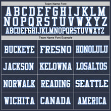 Load image into Gallery viewer, Custom Navy White-Light Blue Mesh Authentic Throwback Football Jersey
