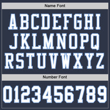 Load image into Gallery viewer, Custom Navy White-Light Blue Mesh Authentic Throwback Football Jersey
