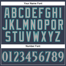 Load image into Gallery viewer, Custom Navy Gray-Aqua Mesh Authentic Football Jersey
