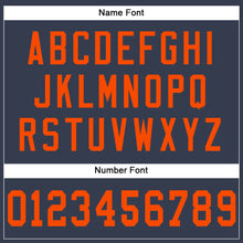 Load image into Gallery viewer, Custom Navy Orange Mesh Authentic Football Jersey
