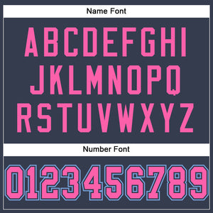Custom Navy Pink-Light Blue Mesh Authentic Football Jersey
