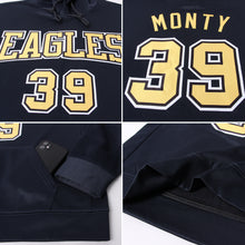 Load image into Gallery viewer, Custom Stitched Navy Gold-White Sports Pullover Sweatshirt Hoodie
