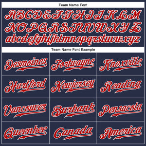 Custom Navy Red-White Authentic Sleeveless Baseball Jersey