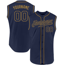 Load image into Gallery viewer, Custom Navy Navy-Old Gold Authentic Sleeveless Baseball Jersey
