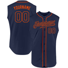 Load image into Gallery viewer, Custom Navy Navy-Orange Authentic Sleeveless Baseball Jersey
