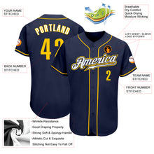 Load image into Gallery viewer, Custom Navy Gold-White Authentic Baseball Jersey
