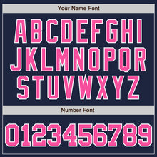 Load image into Gallery viewer, Custom Navy Pink-White Authentic Baseball Jersey
