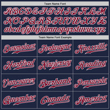 Load image into Gallery viewer, Custom Navy White-Maroon Authentic Baseball Jersey
