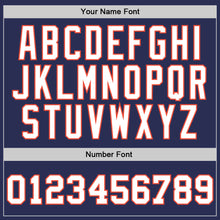 Load image into Gallery viewer, Custom Navy White-Orange Authentic Throwback Basketball Jersey
