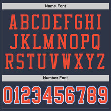 Load image into Gallery viewer, Custom Navy Orange-Blue Mesh Authentic Throwback Football Jersey
