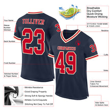 Load image into Gallery viewer, Custom Navy Red-Cream Mesh Authentic Throwback Football Jersey
