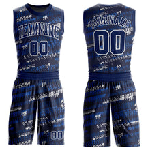 Load image into Gallery viewer, Custom Navy Navy-Royal Round Neck Sublimation Basketball Suit Jersey
