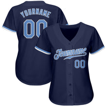 Load image into Gallery viewer, Custom Navy Light Blue-White Authentic Baseball Jersey
