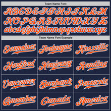 Load image into Gallery viewer, Custom Navy Powder Blue-Orange Authentic Baseball Jersey
