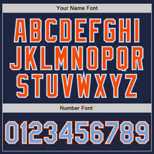 Load image into Gallery viewer, Custom Navy Powder Blue-Orange Authentic Baseball Jersey
