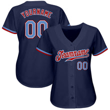 Load image into Gallery viewer, Custom Navy Light Blue-Red Authentic Baseball Jersey
