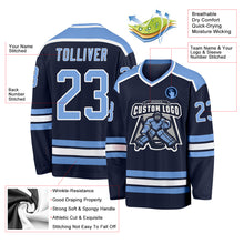 Load image into Gallery viewer, Custom Navy Light Blue-White Hockey Jersey
