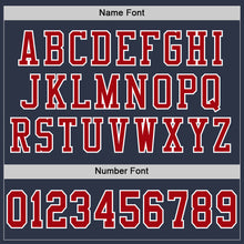 Load image into Gallery viewer, Custom Navy Red-White Mesh Authentic Football Jersey
