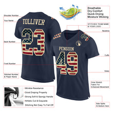 Load image into Gallery viewer, Custom Navy Vintage USA Flag-Cream Mesh Authentic Football Jersey
