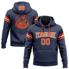 Load image into Gallery viewer, Custom Stitched Navy Orange-White Football Pullover Sweatshirt Hoodie
