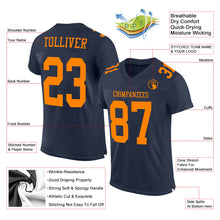 Load image into Gallery viewer, Custom Navy Bay Orange Mesh Authentic Football Jersey

