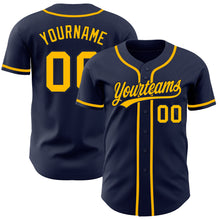 Load image into Gallery viewer, Custom Navy Gold Authentic Baseball Jersey
