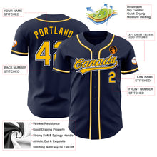 Load image into Gallery viewer, Custom Navy Gold-White Authentic Baseball Jersey
