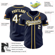 Load image into Gallery viewer, Custom Navy White-Gold Authentic Baseball Jersey
