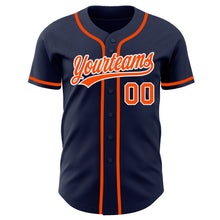 Load image into Gallery viewer, Custom Navy Orange-White Authentic Baseball Jersey
