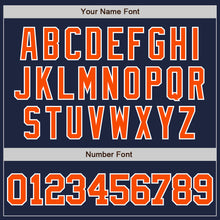 Load image into Gallery viewer, Custom Navy Orange-White Authentic Baseball Jersey
