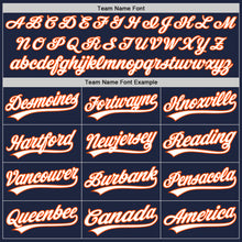 Load image into Gallery viewer, Custom Navy White-Orange Authentic Baseball Jersey
