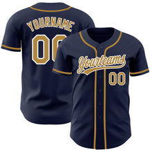 Load image into Gallery viewer, Custom Navy Old Gold-White Authentic Baseball Jersey

